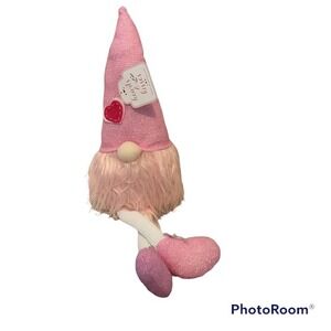 Hearts & Kisses Plush Gnome Happy Valentines Day Love Heart NWT Metallic Hairy